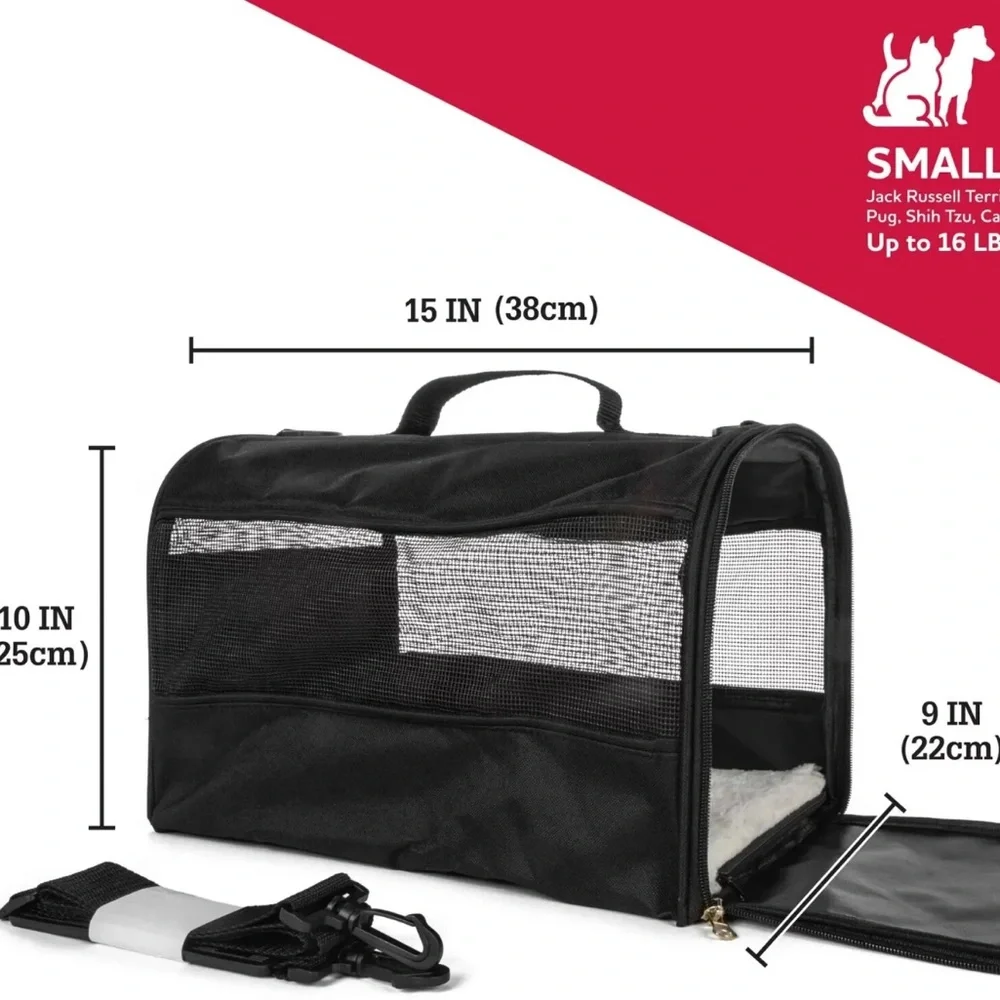 Vibrant Life PET CARRIER Small Guaranteed on-Board Soft-Sided Black, 16 lb Limit